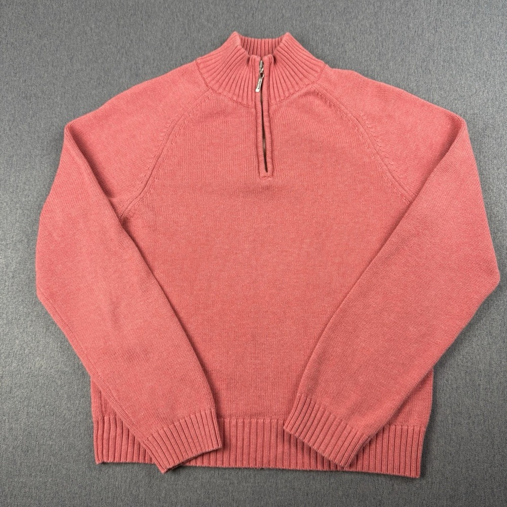 Brooks Brothers Womens Medium Pink Quarter Zip Knitted Sweater 346 Cotton